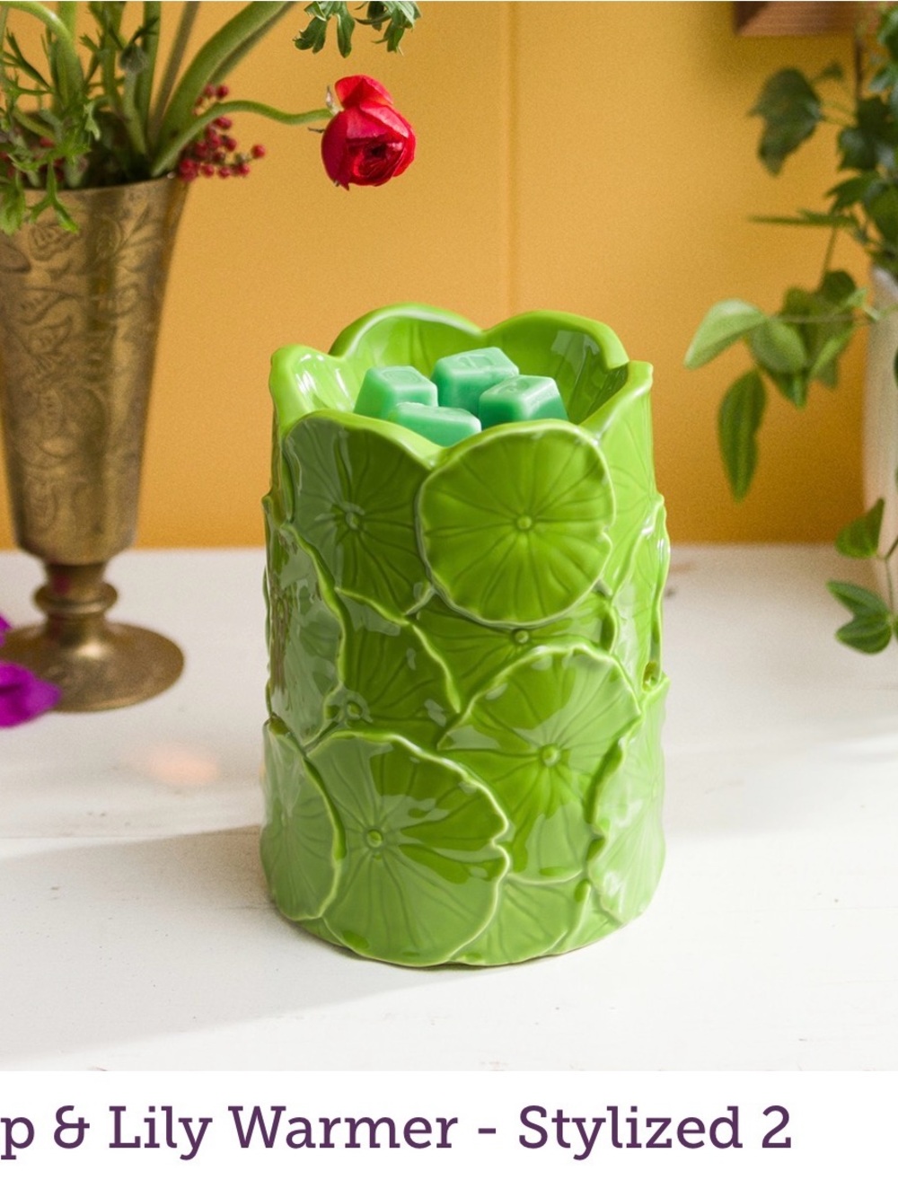 Lily Blossom Ceramic Wax Warmer — Green